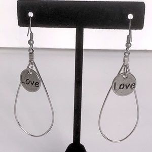 Silver love fashion earring